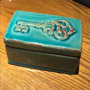 Turquoise ceramic jewelry box